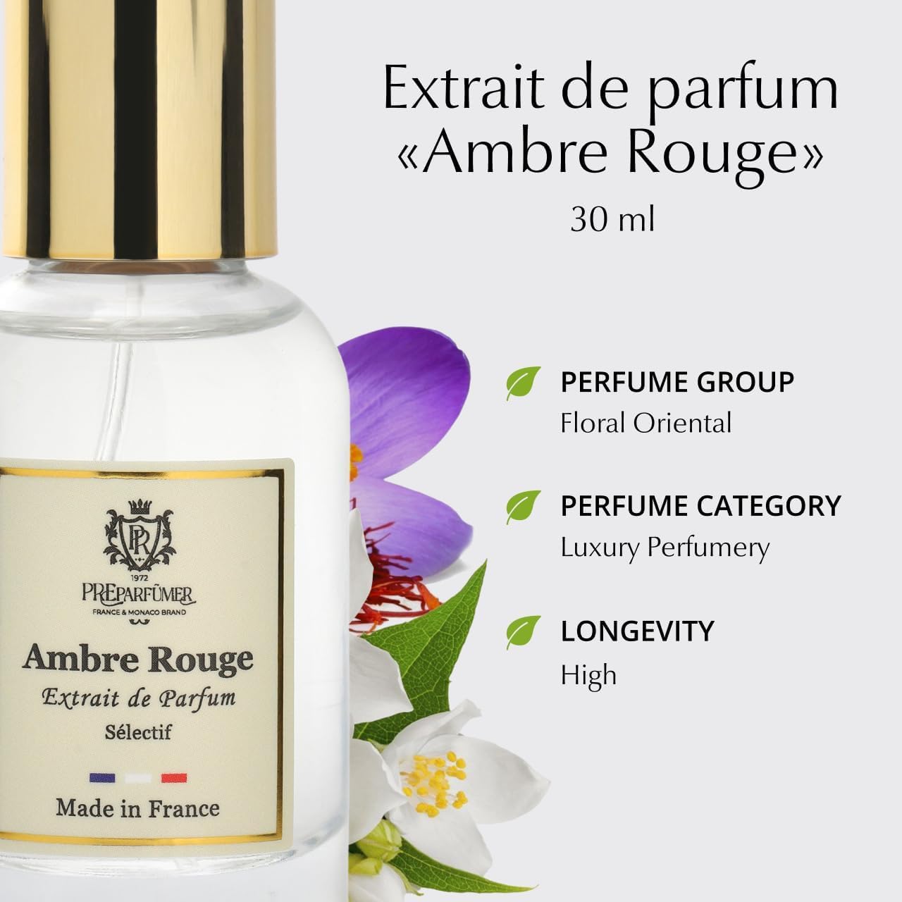 PREparfumer Ambre Rouge From France – Elegant Scents From France – Luxury Fragrance – Long Lasting Perfume – Perfect Gift For Him and Her