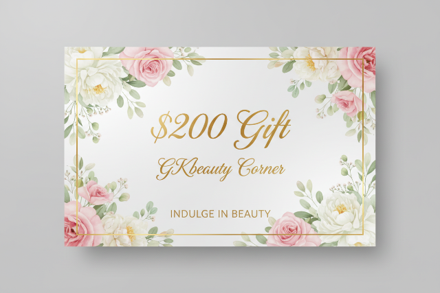 With a floral Background $200 Gift, GKbeauty Corner